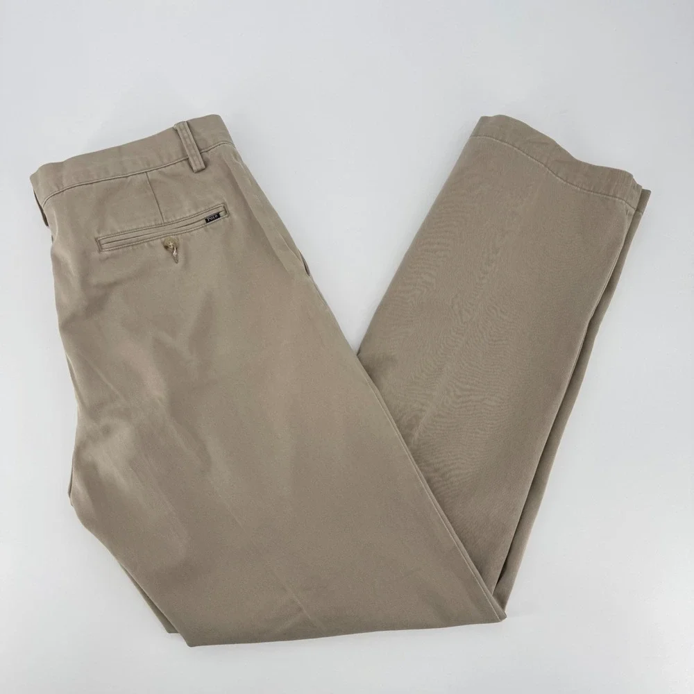 Polo Ralph Lauren Mens Classic Fit Chino Pants Tan Khaki‎ Cotton 33/32
